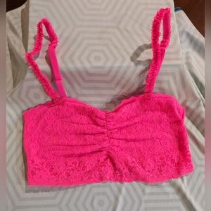 NWOT Bright Pink Lace Bralette, Multi-Way Straps, Size Small